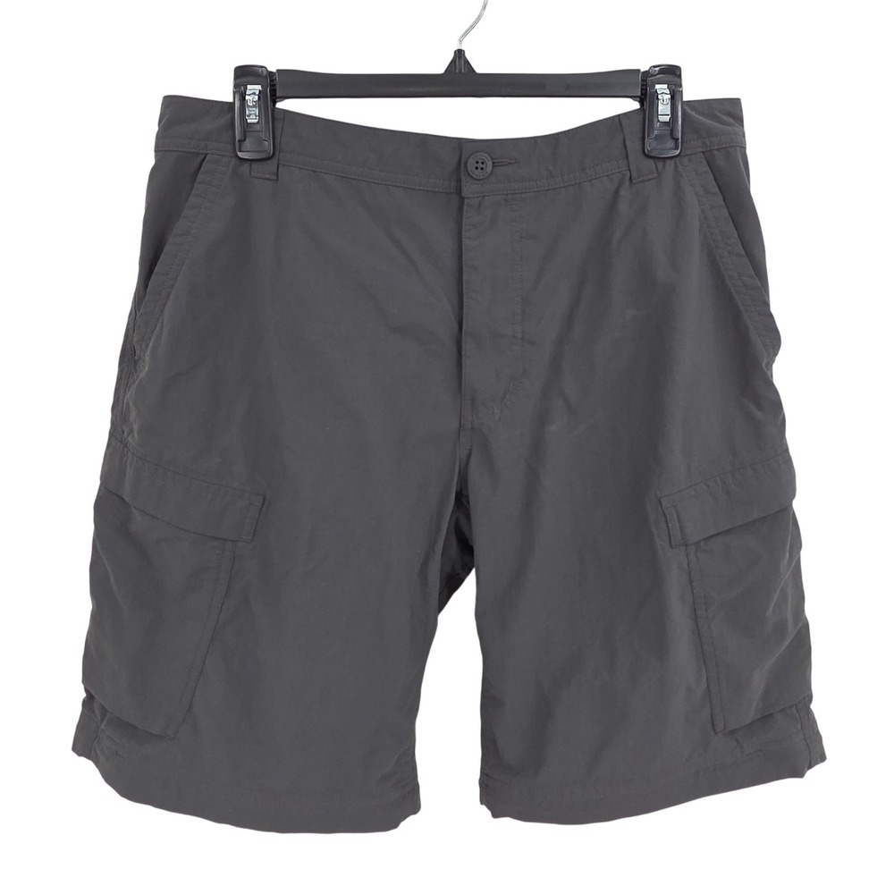 REI Co-op Cargo Shorts Men 36 Slate Gray Nylon‎ Hiking Outdoor Travel Trail READ